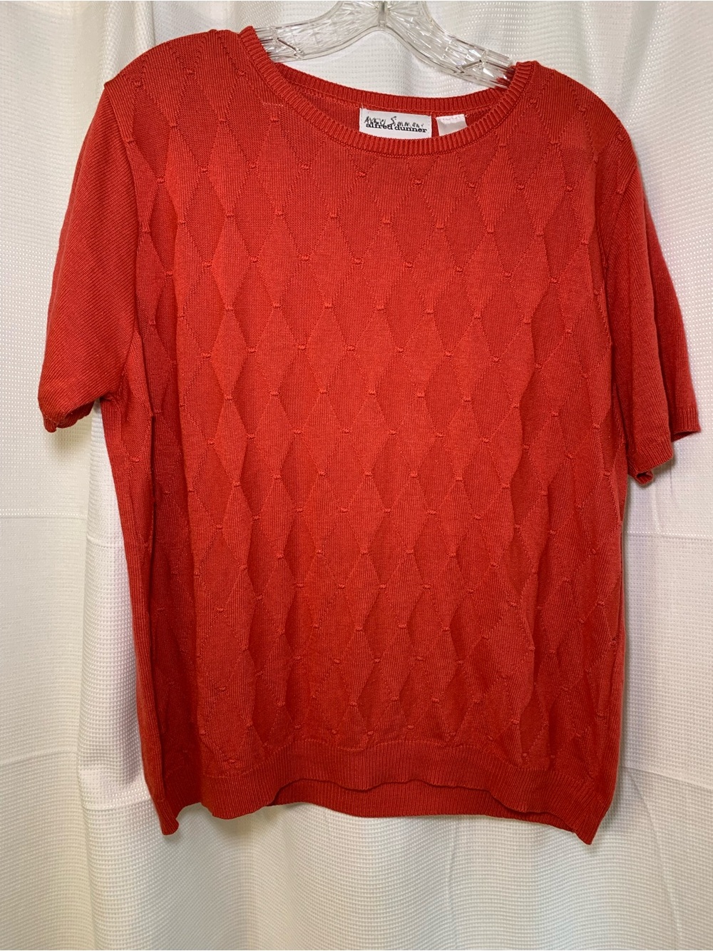 Alfred Dunner Red Diamond-Pattern Short Sleeve Crewneck Sweater